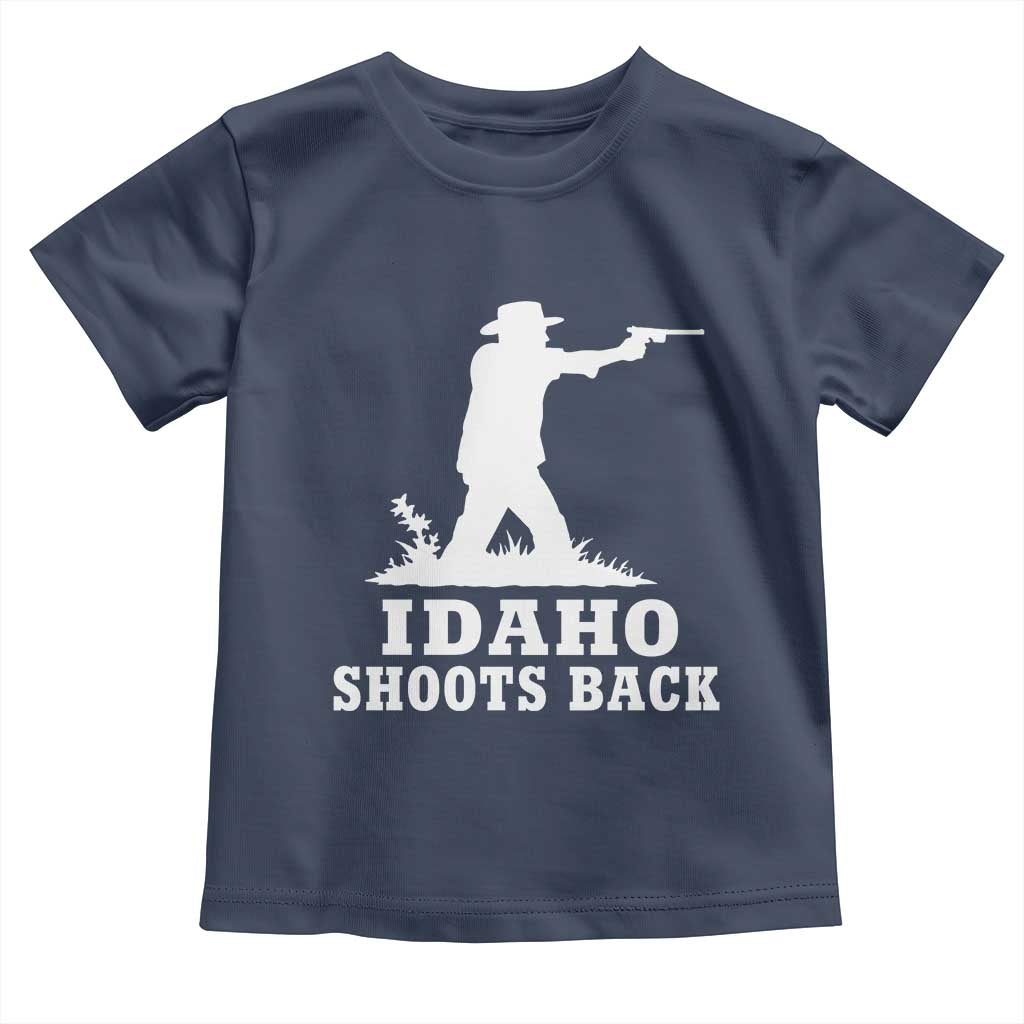 Idaho Shoots Back Cowboy Gunslinger Silhouette Patriotic Graphic Toddler T Shirt