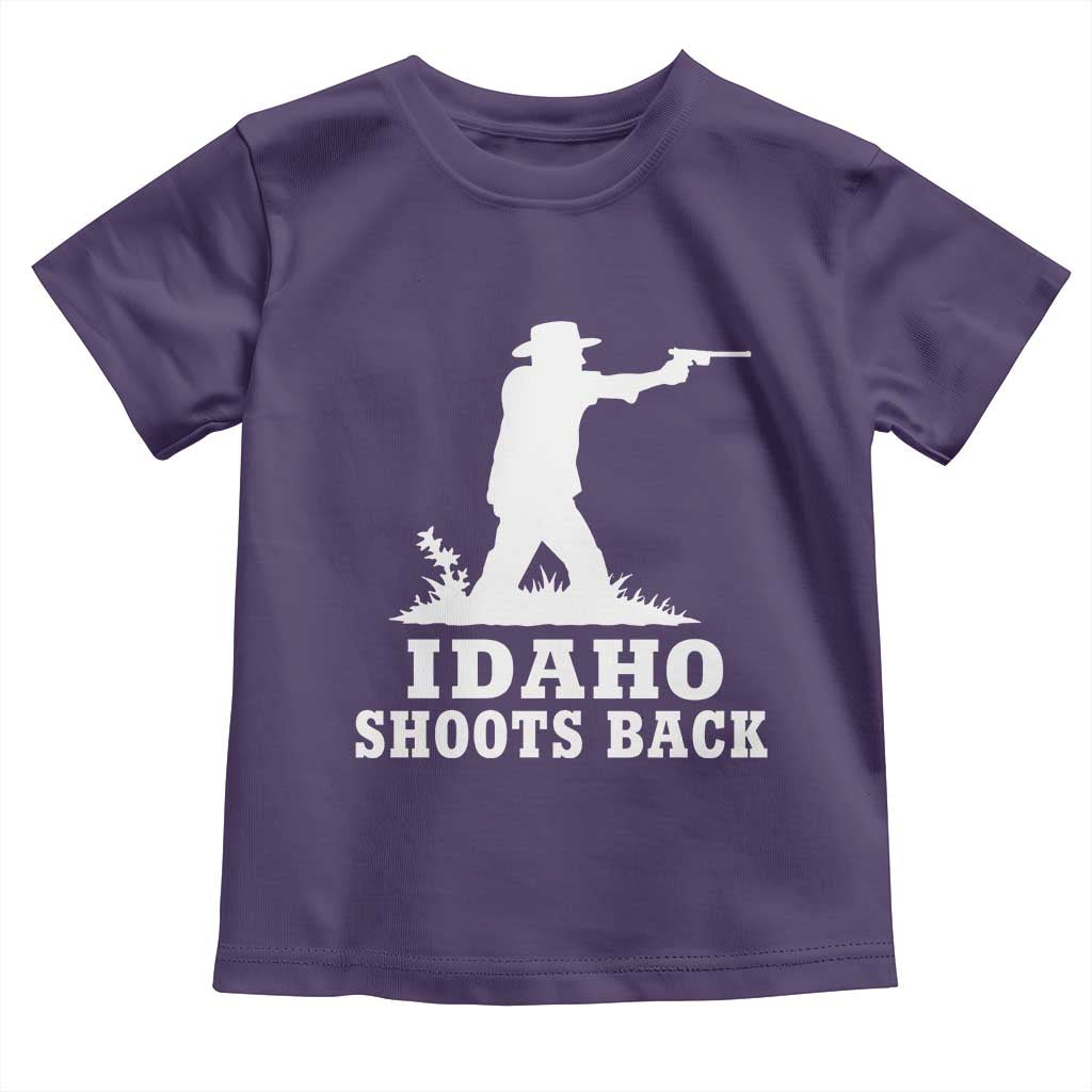 Idaho Shoots Back Cowboy Gunslinger Silhouette Patriotic Graphic Toddler T Shirt