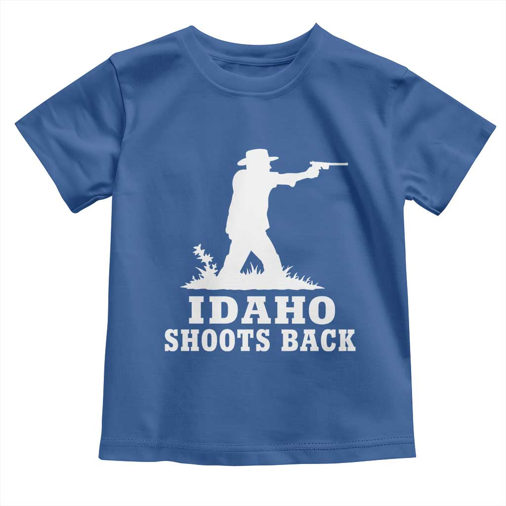 Idaho Shoots Back Cowboy Gunslinger Silhouette Patriotic Graphic Toddler T Shirt