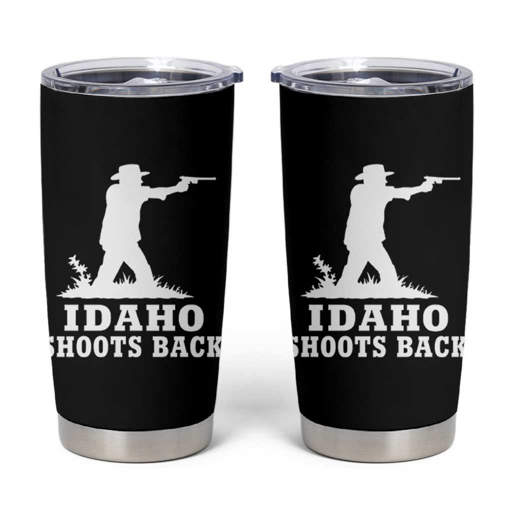 Idaho Shoots Back Cowboy Gunslinger Silhouette Patriotic Graphic Tumbler Cup