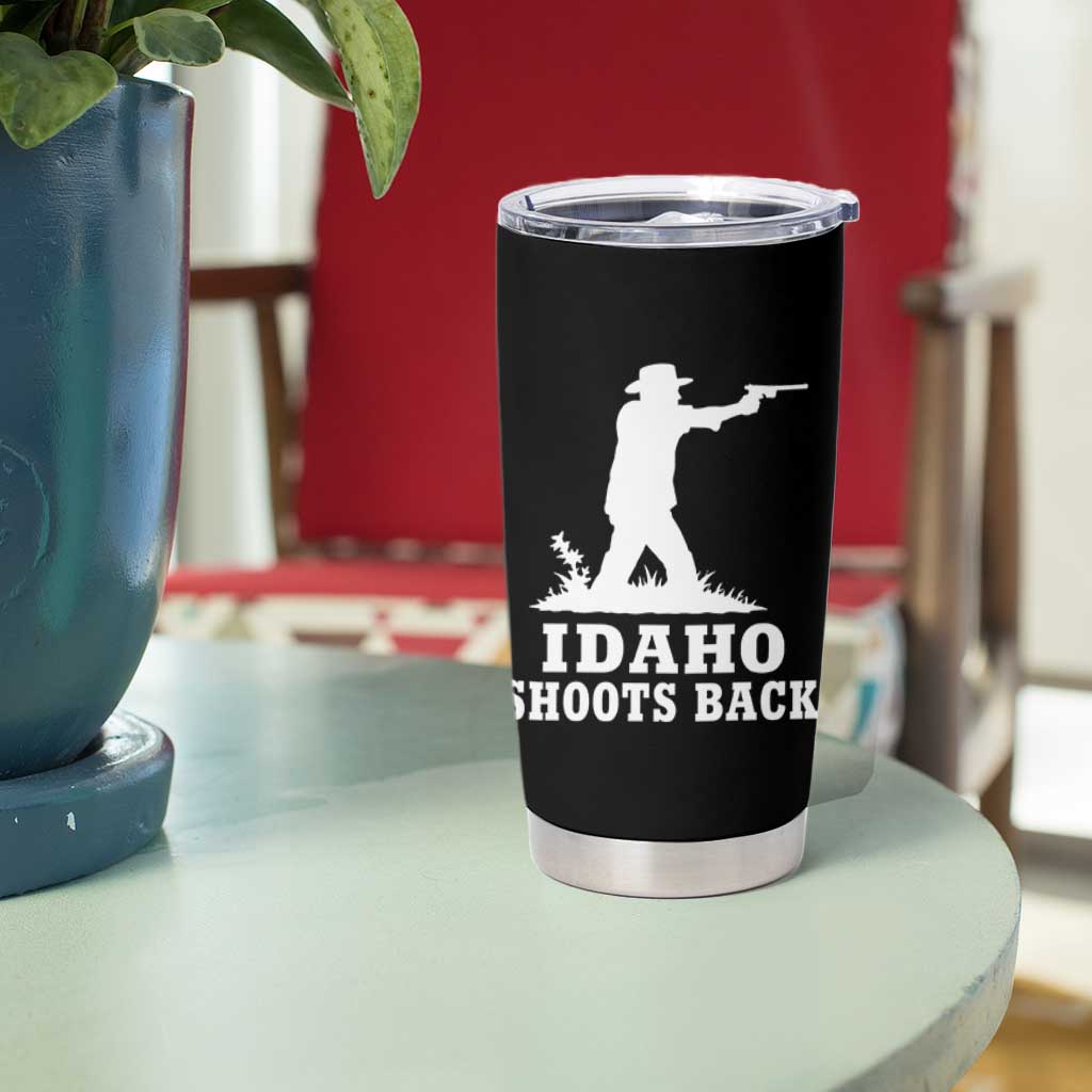 Idaho Shoots Back Cowboy Gunslinger Silhouette Patriotic Graphic Tumbler Cup