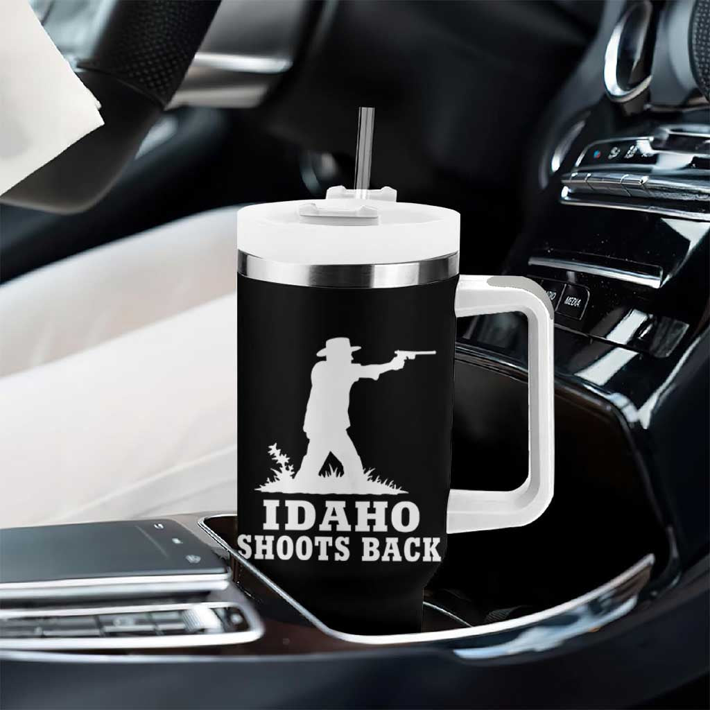 Idaho Shoots Back Cowboy Gunslinger Silhouette Patriotic Graphic Tumbler With Handle