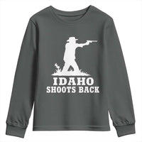 Idaho Shoots Back Cowboy Gunslinger Silhouette Patriotic Graphic Youth Sweatshirt