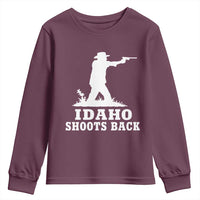 Idaho Shoots Back Cowboy Gunslinger Silhouette Patriotic Graphic Youth Sweatshirt