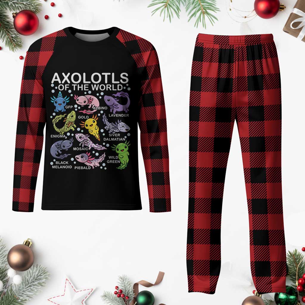 Kawaii Axolotl Plaid Pajama Set Axolotls of the World Animals Aquarium Species - Wonder Print Shop
