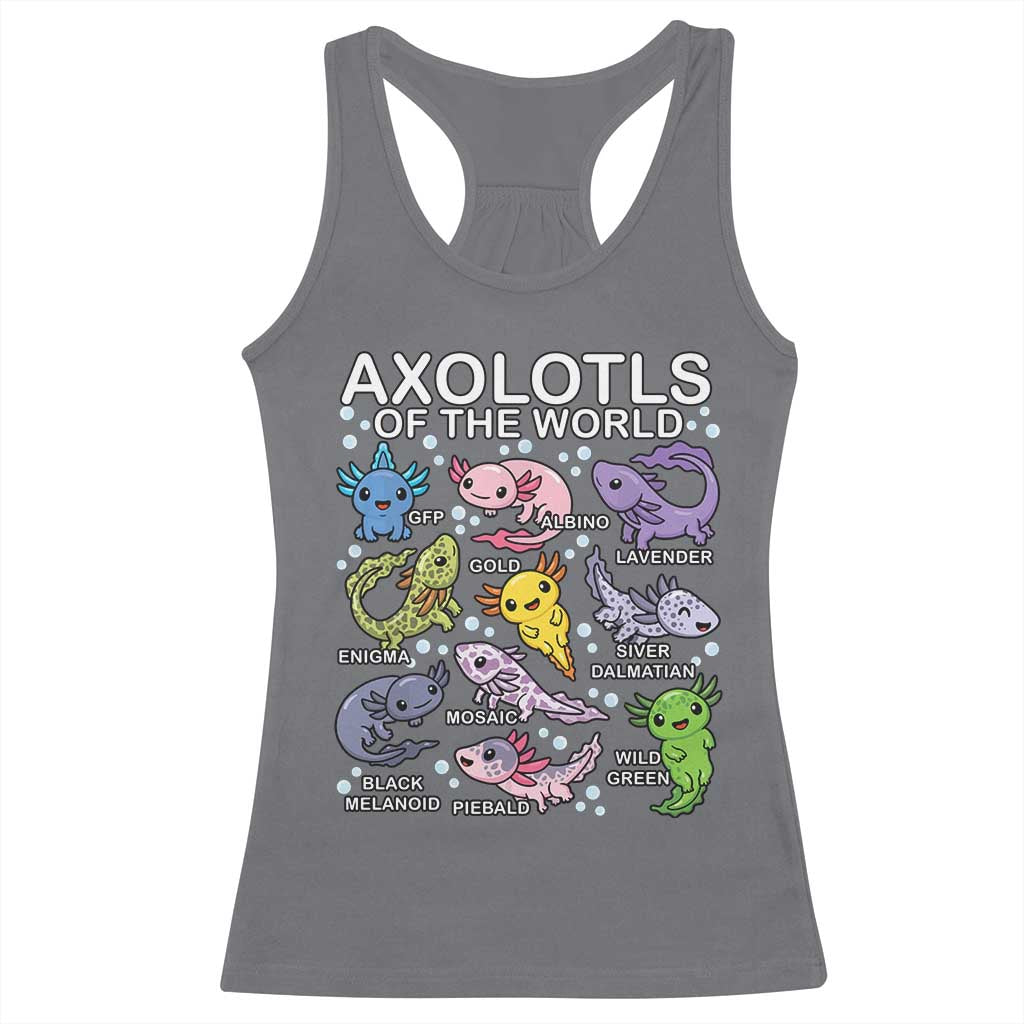 Kawaii Axolotl Racerback Tank Top Axolotls of the World Animals Aquarium Species
