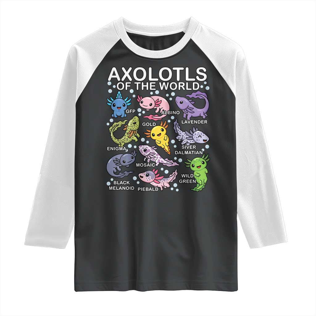 Kawaii Axolotl Raglan Shirt Axolotls of the World Animals Aquarium Species