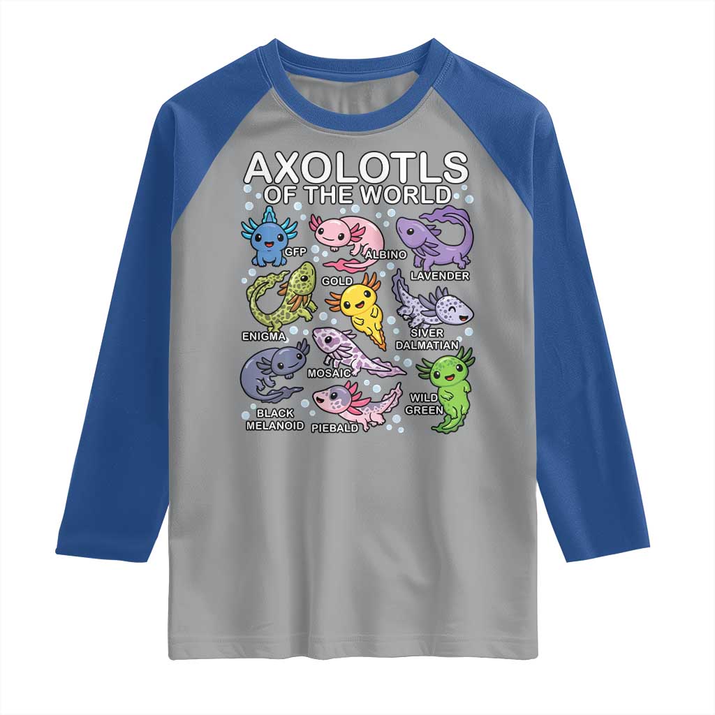 Kawaii Axolotl Raglan Shirt Axolotls of the World Animals Aquarium Species