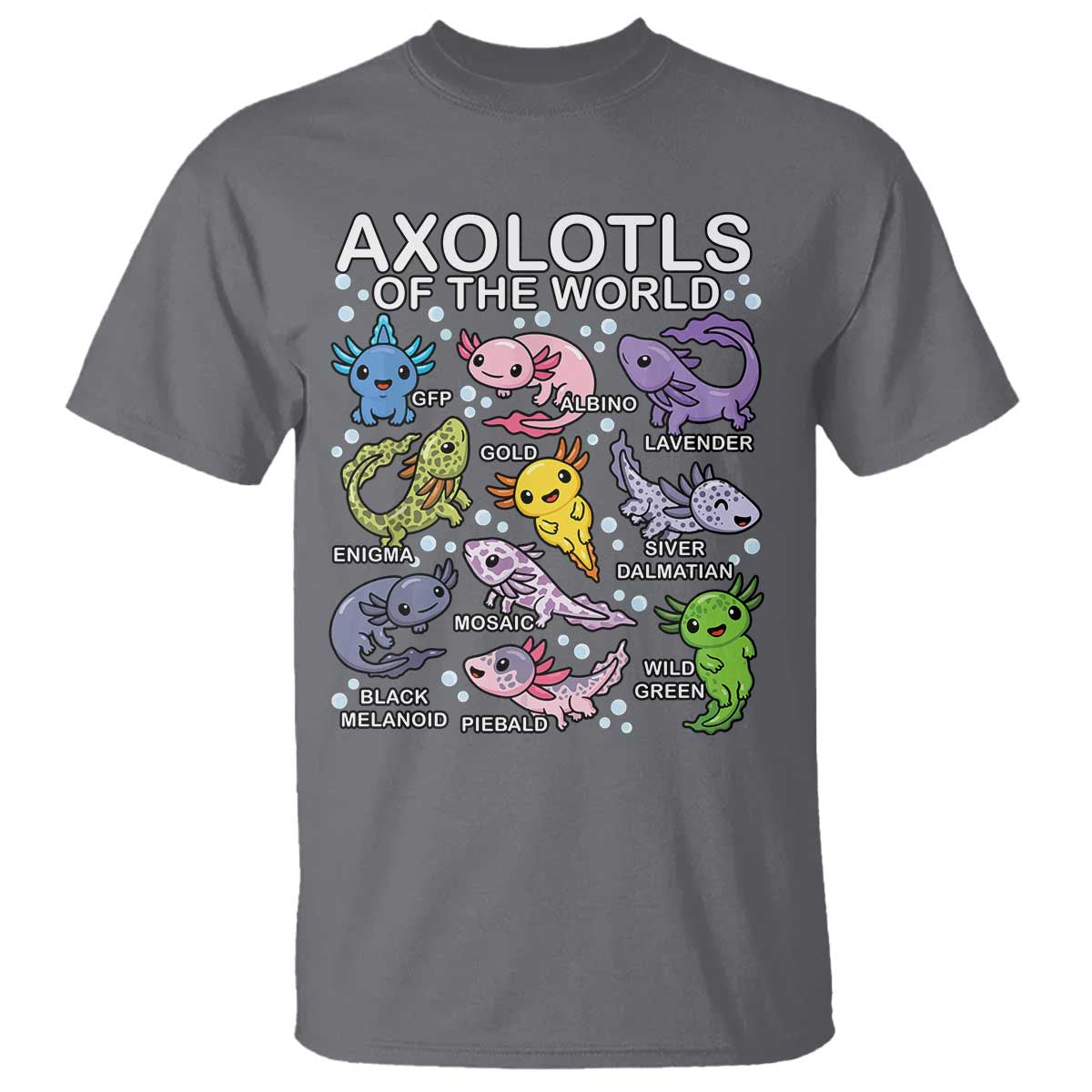 Kawaii Axolotl T Shirt Axolotls of the World Animals Aquarium Species - Wonder Print Shop