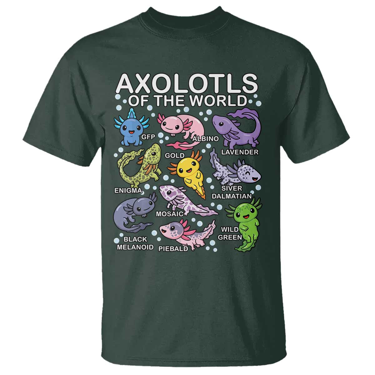 Kawaii Axolotl T Shirt Axolotls of the World Animals Aquarium Species - Wonder Print Shop