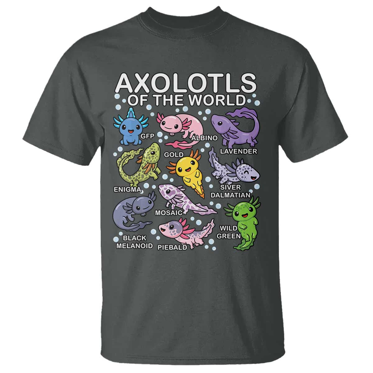 Kawaii Axolotl T Shirt Axolotls of the World Animals Aquarium Species - Wonder Print Shop