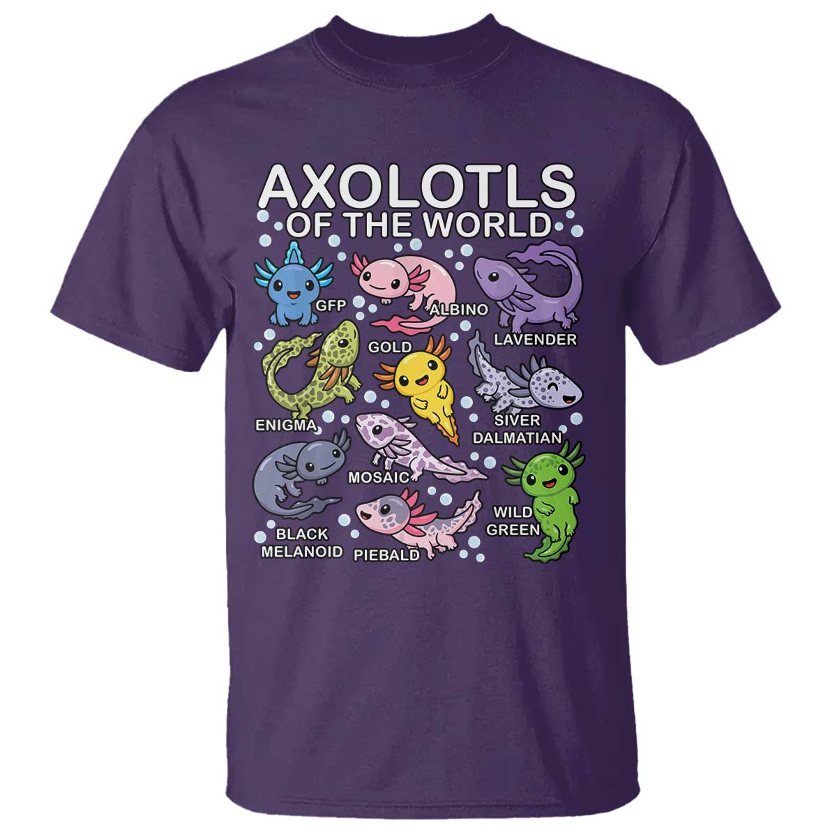 Kawaii Axolotl T Shirt Axolotls of the World Animals Aquarium Species - Wonder Print Shop