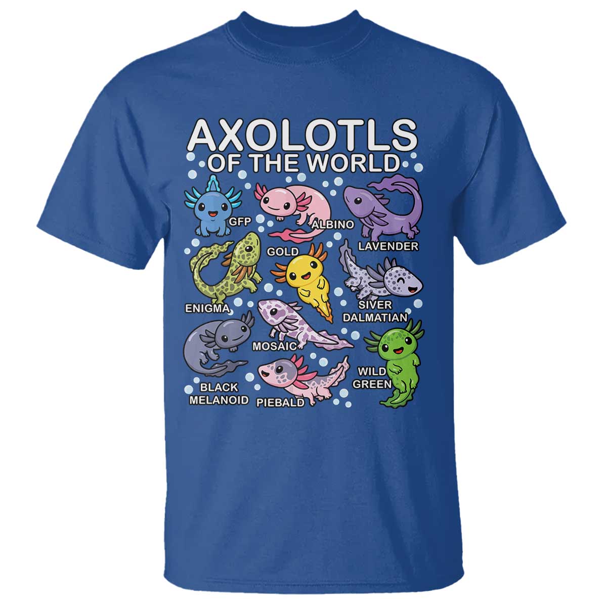 Kawaii Axolotl T Shirt Axolotls of the World Animals Aquarium Species - Wonder Print Shop