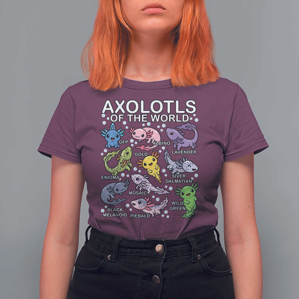 Kawaii Axolotl T Shirt For Women Axolotls of the World Animals Aquarium Species - Wonder Print Shop