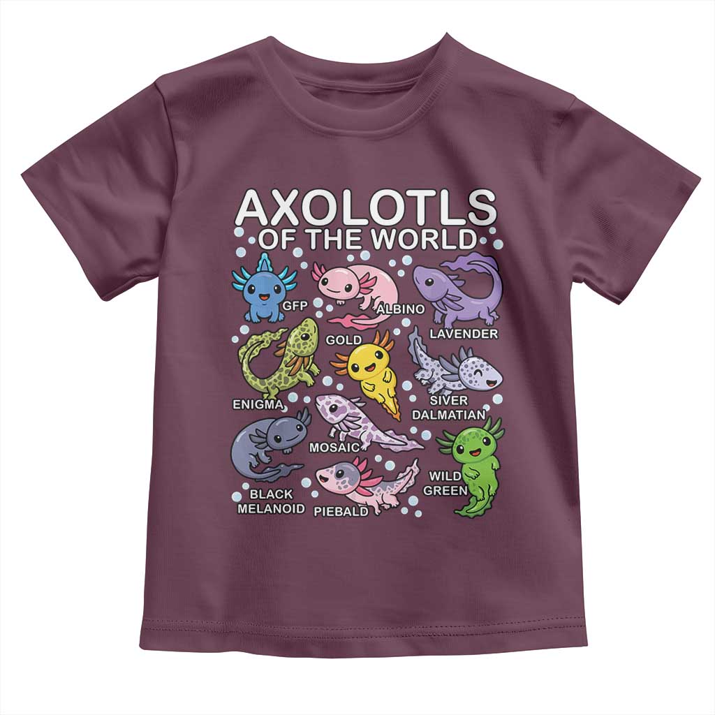Kawaii Axolotl Toddler T Shirt Axolotls of the World Animals Aquarium Species