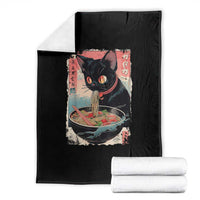 Japanese Inspo Ramen Cat Graphic Throw Blanket Anime Manga Kawaii Otaku Urban Streetwear - Wonder Print Shop