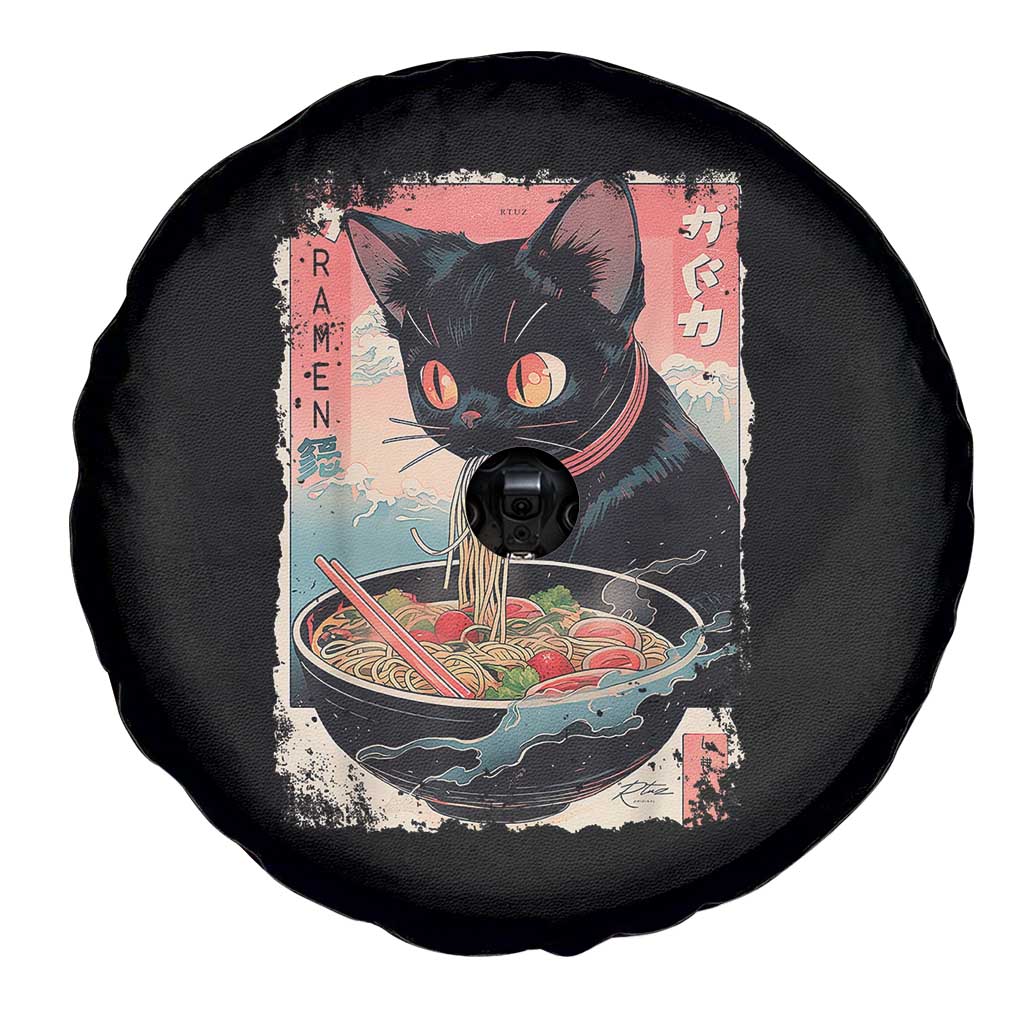 Japanese Inspo Ramen Cat Graphic Spare Tire Cover Anime Manga Kawaii Otaku Urban Streetwear - Wonder Print Shop