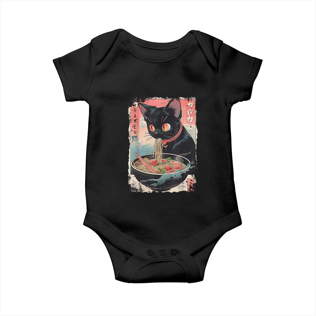 Japanese Inspo Ramen Cat Graphic Baby Onesie Anime Manga Kawaii Otaku Urban Streetwear - Wonder Print Shop