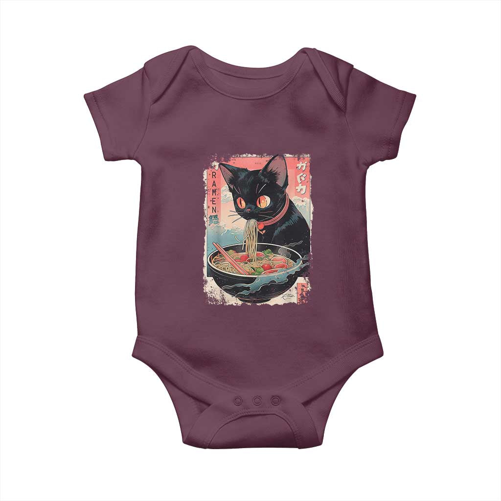 Japanese Inspo Ramen Cat Graphic Baby Onesie Anime Manga Kawaii Otaku Urban Streetwear - Wonder Print Shop