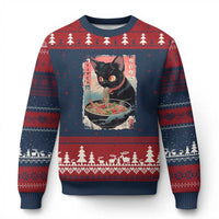 Japanese Inspo Ramen Cat Graphic Ugly Christmas Sweater Anime Manga Kawaii Otaku Urban Streetwear - Wonder Print Shop