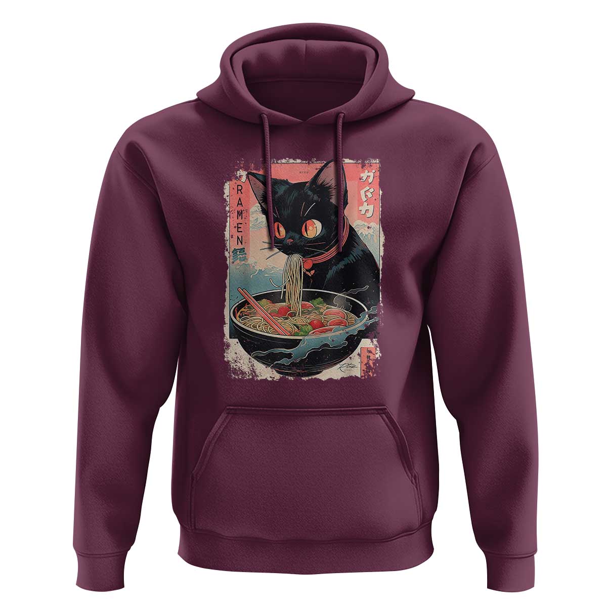 Japanese Inspo Ramen Cat Graphic Hoodie Anime Manga Kawaii Otaku Urban Streetwear - Wonder Print Shop
