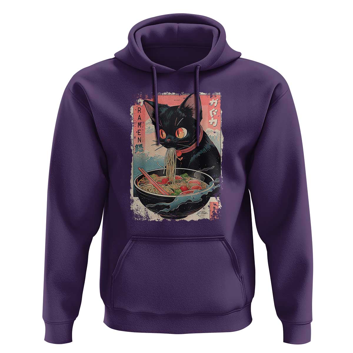 Japanese Inspo Ramen Cat Graphic Hoodie Anime Manga Kawaii Otaku Urban Streetwear - Wonder Print Shop