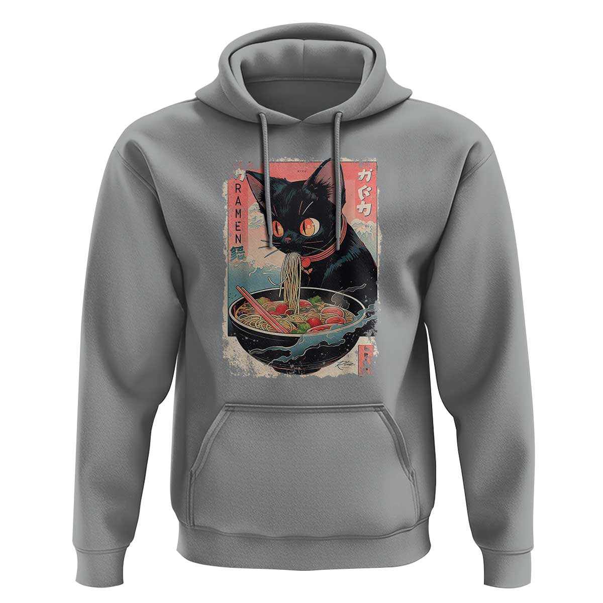 Japanese Inspo Ramen Cat Graphic Hoodie Anime Manga Kawaii Otaku Urban Streetwear - Wonder Print Shop