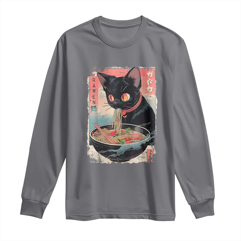 Japanese Inspo Ramen Cat Graphic Long Sleeve Shirt Anime Manga Kawaii Otaku Urban Streetwear - Wonder Print Shop