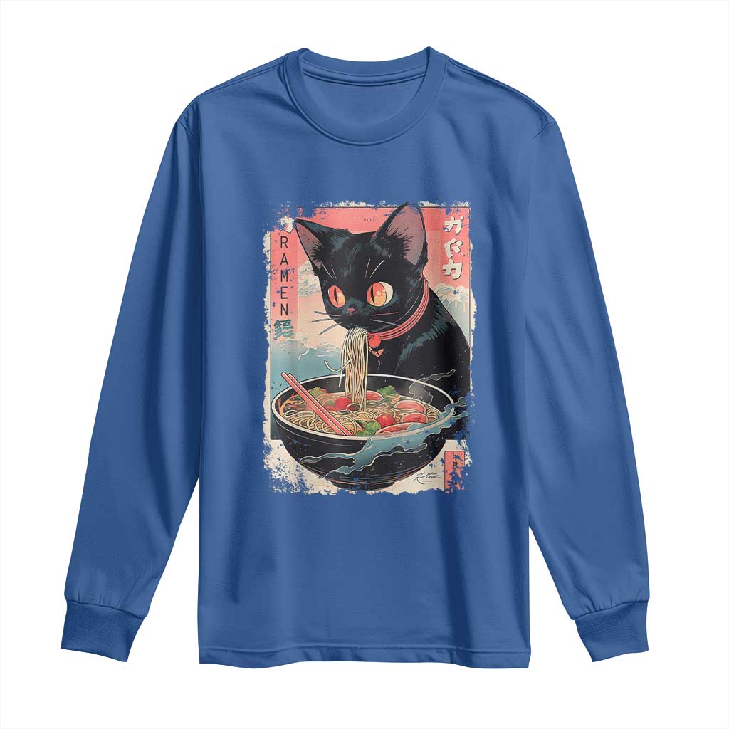 Japanese Inspo Ramen Cat Graphic Long Sleeve Shirt Anime Manga Kawaii Otaku Urban Streetwear - Wonder Print Shop