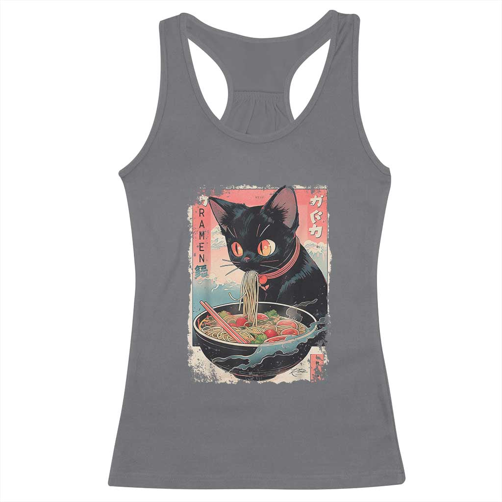 Japanese Inspo Ramen Cat Graphic Racerback Tank Top Anime Manga Kawaii Otaku Urban Streetwear - Wonder Print Shop