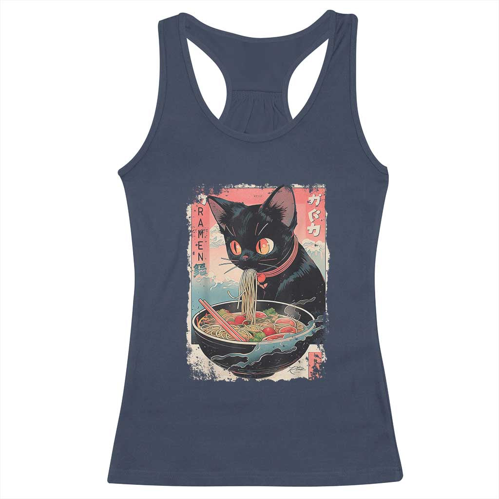 Japanese Inspo Ramen Cat Graphic Racerback Tank Top Anime Manga Kawaii Otaku Urban Streetwear - Wonder Print Shop