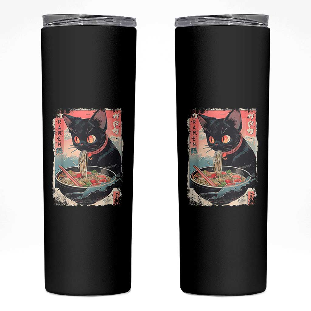 Japanese Inspo Ramen Cat Graphic Skinny Tumbler Anime Manga Kawaii Otaku Urban Streetwear - Wonder Print Shop