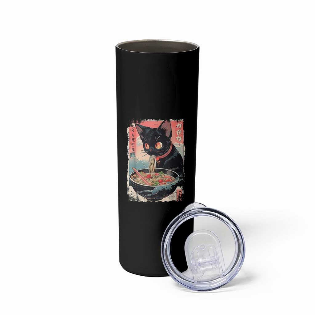 Japanese Inspo Ramen Cat Graphic Skinny Tumbler Anime Manga Kawaii Otaku Urban Streetwear - Wonder Print Shop