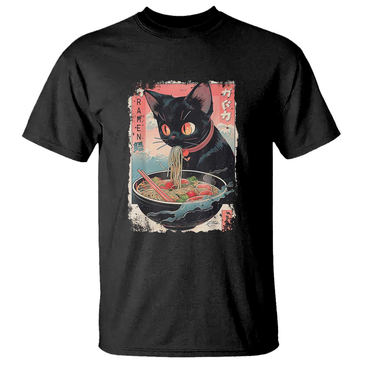 Japanese Inspo Ramen Cat Graphic T Shirt Anime Manga Kawaii Otaku Urban Streetwear - Wonder Print Shop