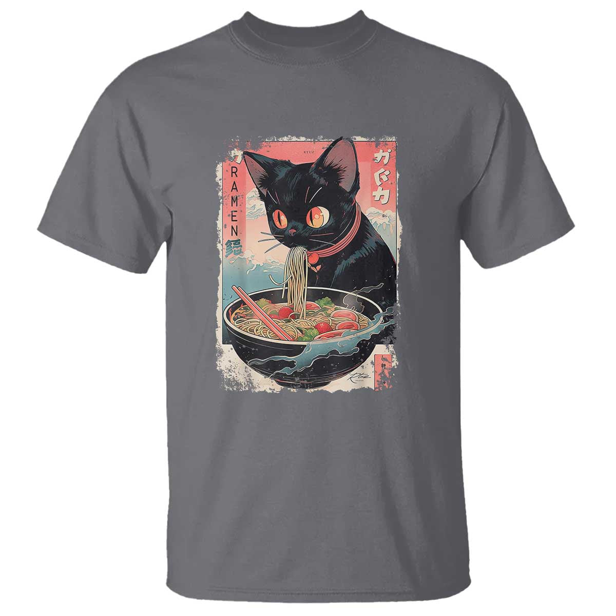 Japanese Inspo Ramen Cat Graphic T Shirt Anime Manga Kawaii Otaku Urban Streetwear - Wonder Print Shop