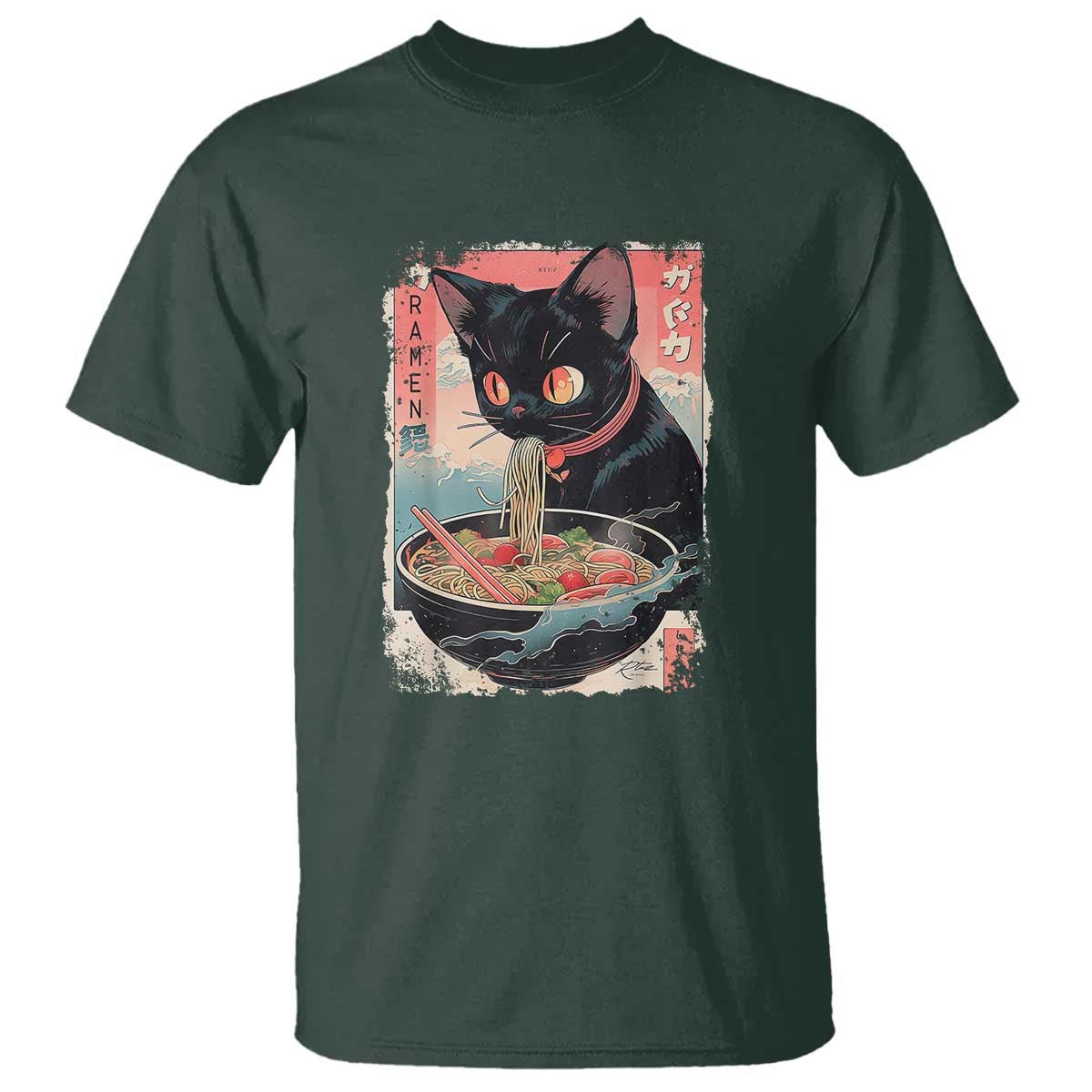 Japanese Inspo Ramen Cat Graphic T Shirt Anime Manga Kawaii Otaku Urban Streetwear - Wonder Print Shop