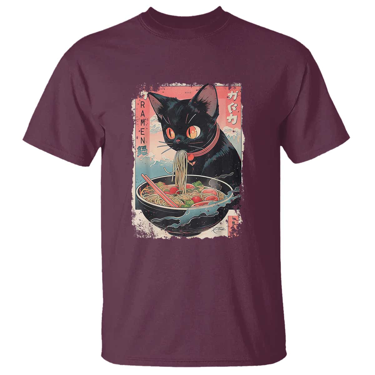 Japanese Inspo Ramen Cat Graphic T Shirt Anime Manga Kawaii Otaku Urban Streetwear - Wonder Print Shop