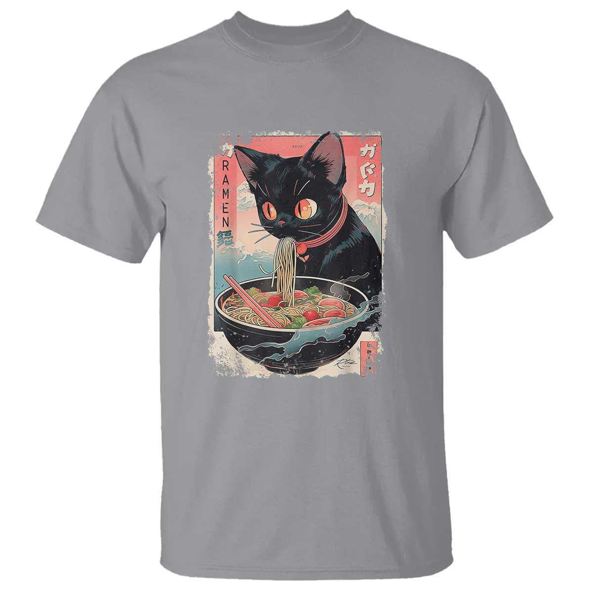 Japanese Inspo Ramen Cat Graphic T Shirt Anime Manga Kawaii Otaku Urban Streetwear - Wonder Print Shop