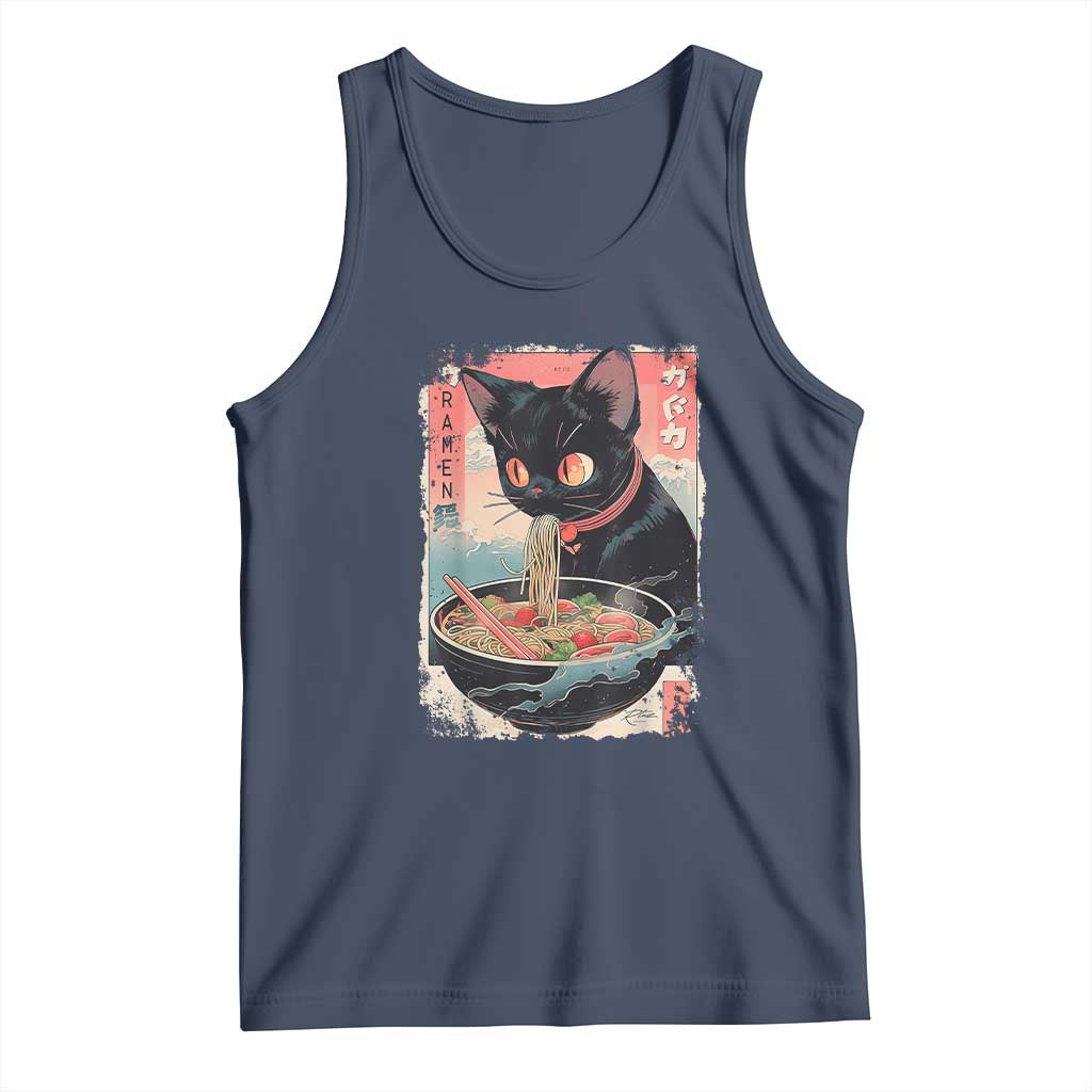 Japanese Inspo Ramen Cat Graphic Tank Top Anime Manga Kawaii Otaku Urban Streetwear - Wonder Print Shop