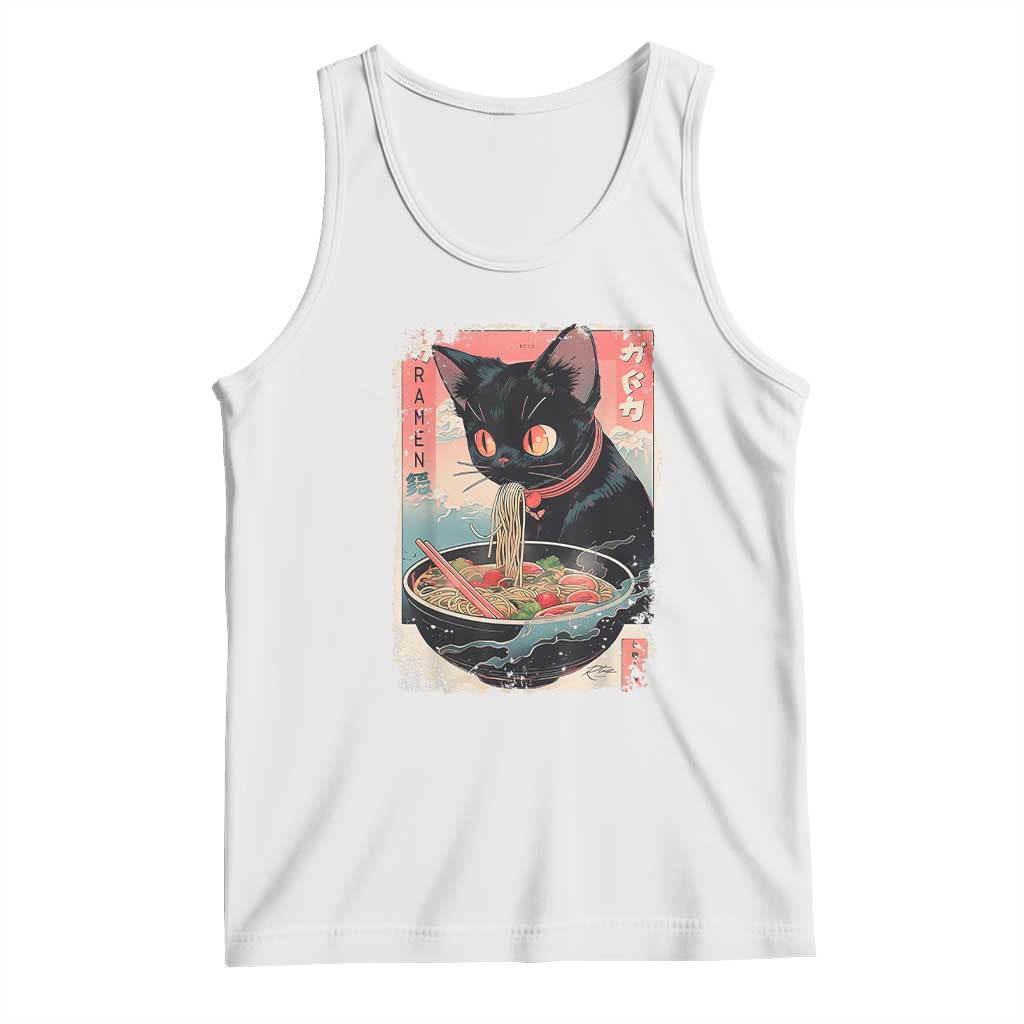 Japanese Inspo Ramen Cat Graphic Tank Top Anime Manga Kawaii Otaku Urban Streetwear - Wonder Print Shop