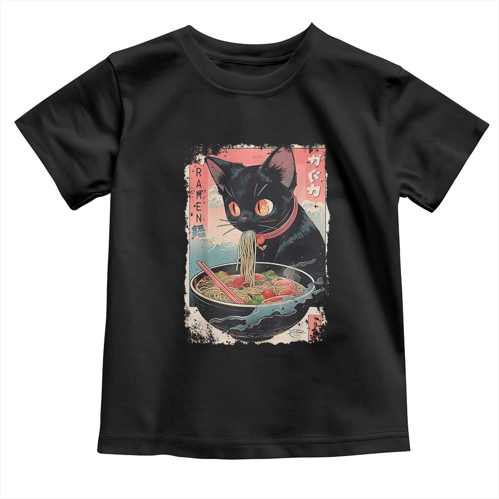 Japanese Inspo Ramen Cat Graphic Toddler T Shirt Anime Manga Kawaii Otaku Urban Streetwear - Wonder Print Shop