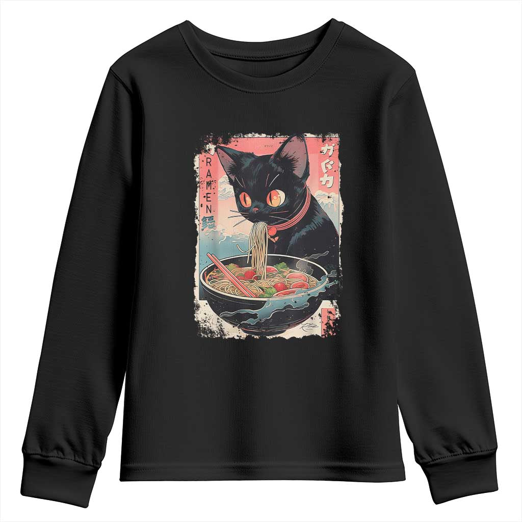 Japanese Inspo Ramen Cat Graphic Youth Sweatshirt Anime Manga Kawaii Otaku Urban Streetwear - Wonder Print Shop