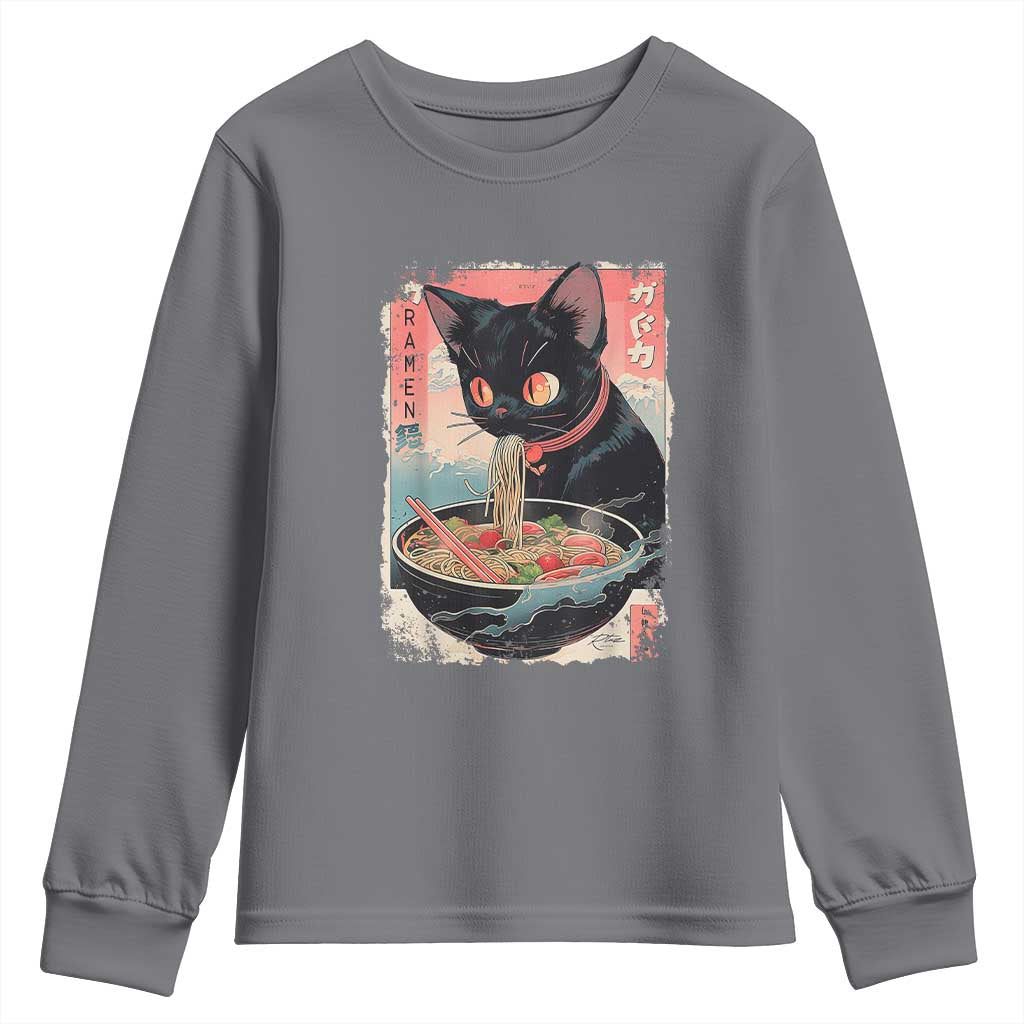 Japanese Inspo Ramen Cat Graphic Youth Sweatshirt Anime Manga Kawaii Otaku Urban Streetwear - Wonder Print Shop