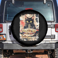 Ramen Noodles Black Cat Graphic Spare Tire Cover Kawaii Retro Japan Y2K Cats Manga Anime - Wonder Print Shop