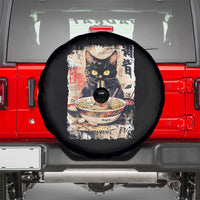 Ramen Noodles Black Cat Graphic Spare Tire Cover Kawaii Retro Japan Y2K Cats Manga Anime - Wonder Print Shop
