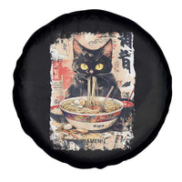 Ramen Noodles Black Cat Graphic Spare Tire Cover Kawaii Retro Japan Y2K Cats Manga Anime - Wonder Print Shop