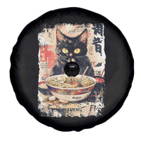 Ramen Noodles Black Cat Graphic Spare Tire Cover Kawaii Retro Japan Y2K Cats Manga Anime - Wonder Print Shop
