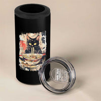 Ramen Noodles Black Cat Graphic 4 in 1 Can Cooler Tumbler Kawaii Retro Japan Y2K Cats Manga Anime - Wonder Print Shop