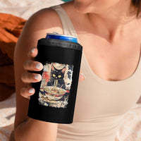 Ramen Noodles Black Cat Graphic 4 in 1 Can Cooler Tumbler Kawaii Retro Japan Y2K Cats Manga Anime - Wonder Print Shop