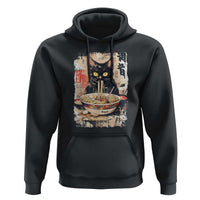 Ramen Noodles Black Cat Graphic Hoodie Kawaii Retro Japan Y2K Cats Manga Anime - Wonder Print Shop
